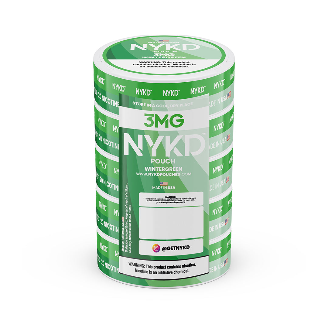 NYKD-3MG-SLEEVES-WINTER-GREAN_86696268-7b42-44a9-b626-59229b643ccb NYKD POUCH USA - Premium Nicotine Pouches - Wintergreen | Master Case - Image 1