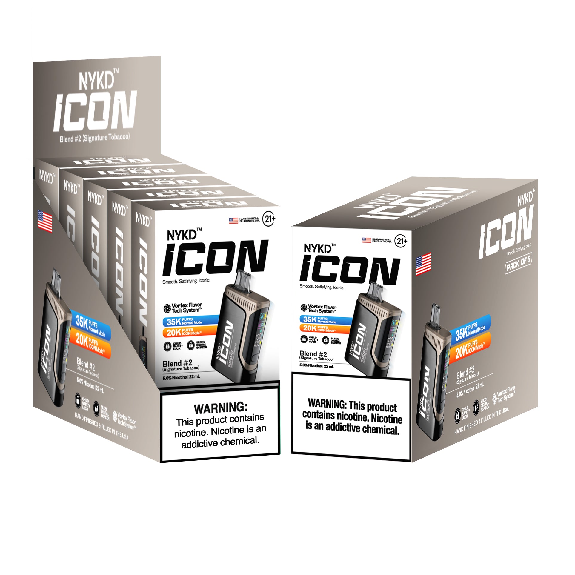 NYKD-ICON-BLEND-ST-5-PACK-MOCKUPS NYKD™️USA ICON (Master Case) - Blend #2 (Signature Tobacco) - Image 1