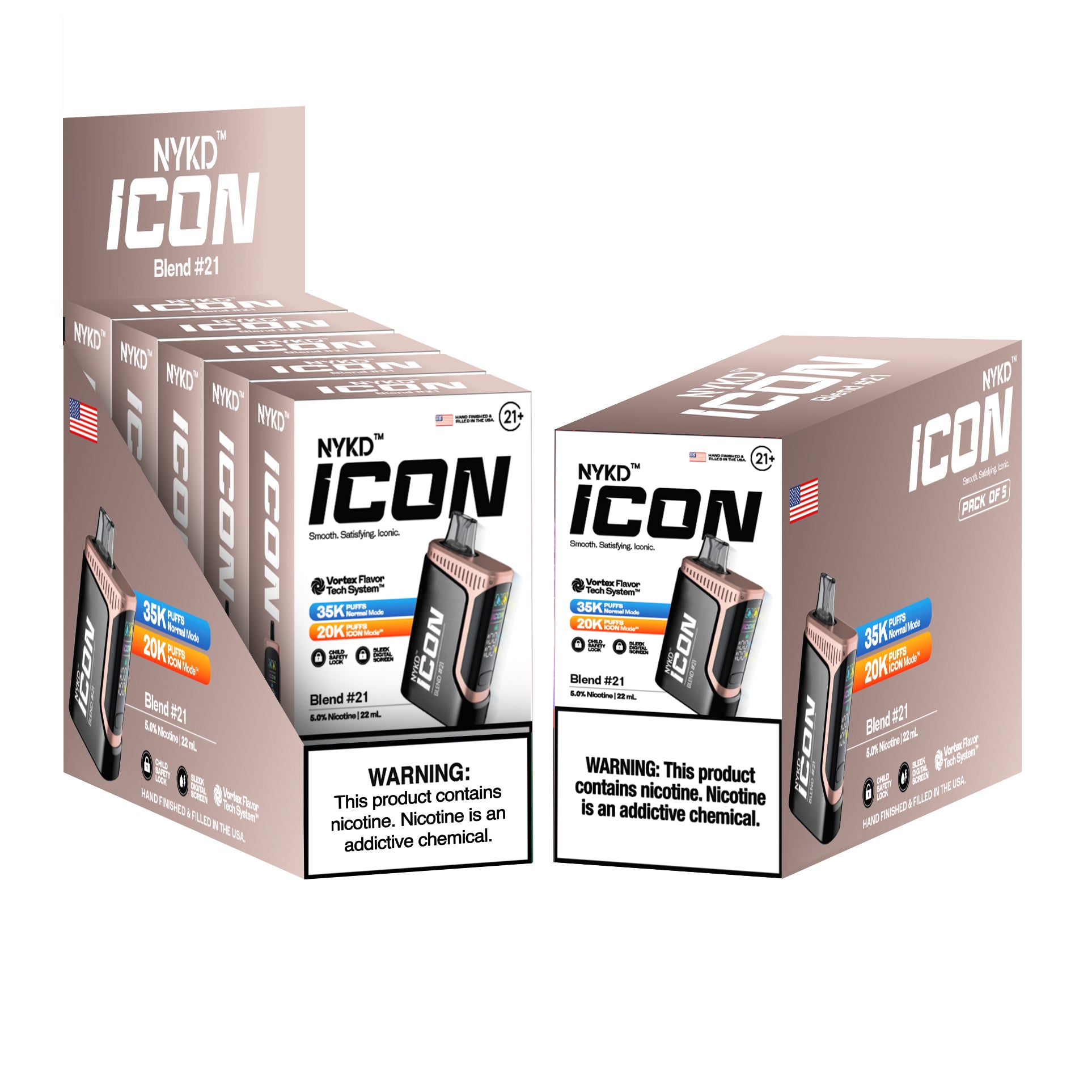 NYKD-ICON-BLEND-_-21-5-PACK-MOCKUPS NYKD™️USA ICON (Master Case) - Blend #21 (Hawaiian Fruits) - Image 1