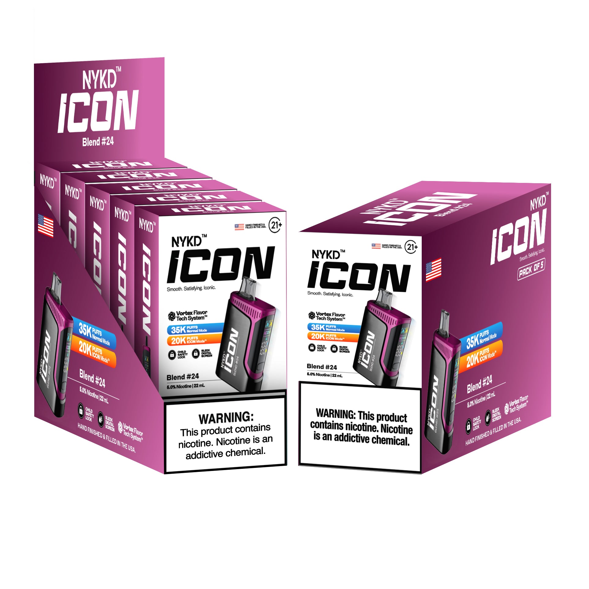 NYKD-ICON-BLEND-_-24-5-PACK-MOCKUPS NYKD™️USA ICON (Master Case) - Blend #24 (Crisp Grape) - Image 1