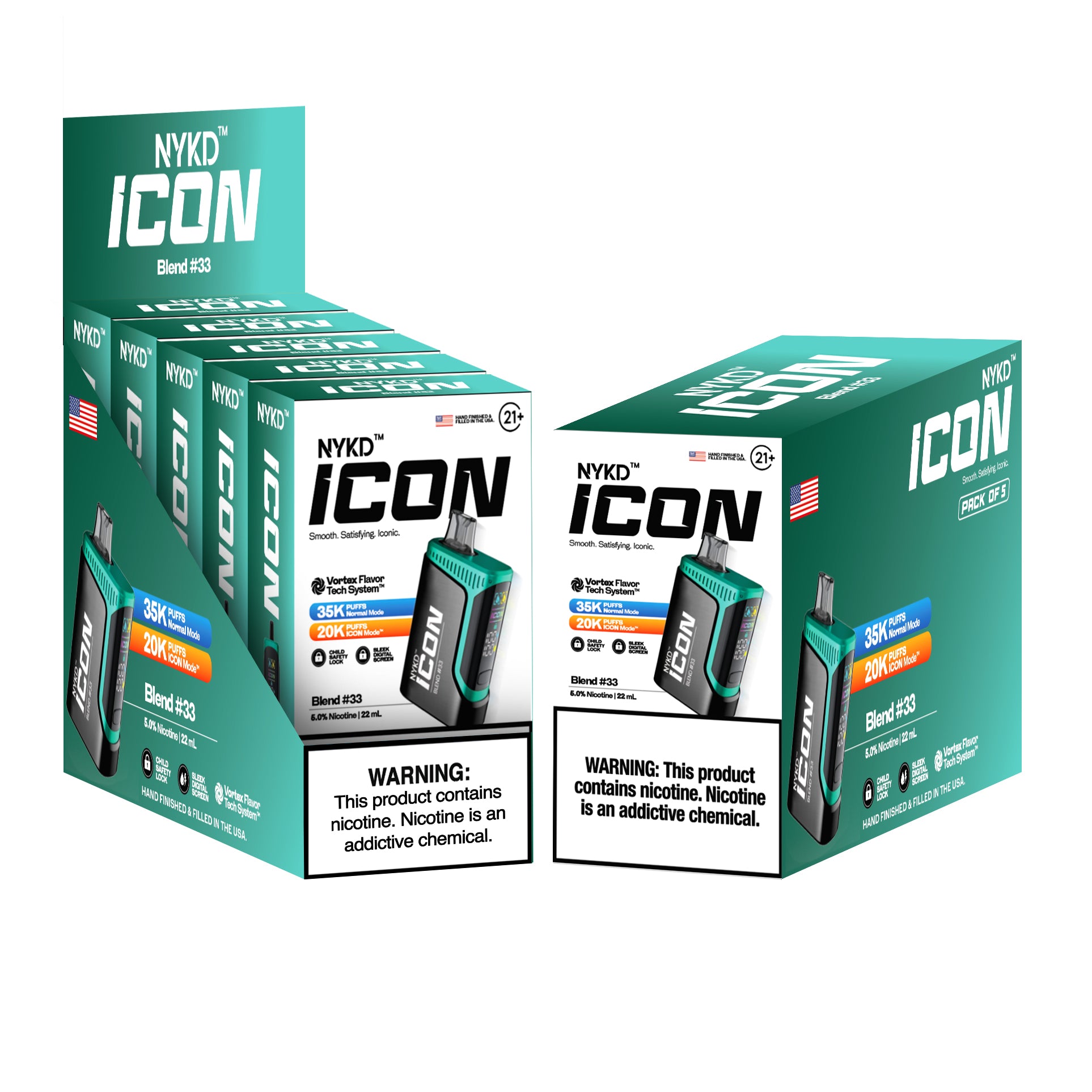 NYKD-ICON-BLEND-_-33-5-PACK-MOCKUPS NYKD™️USA ICON (Master Case) - Blend #33 (Baja Splash) - Image 1