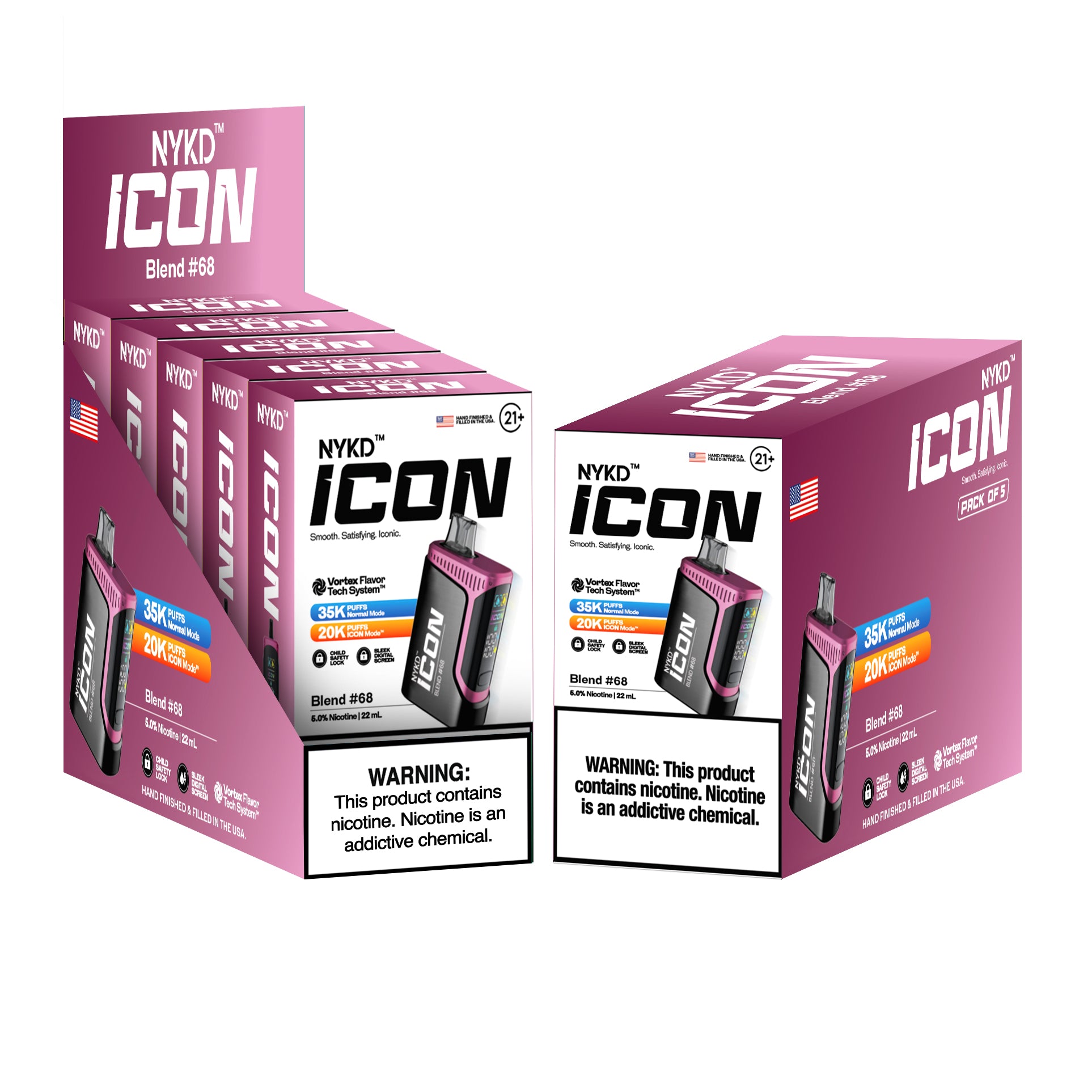 NYKD-ICON-BLEND-_-68-5-PACK-MOCKUPS NYKD™️USA ICON (Master Case) - Blend #68 (Pink Lemonade) - Image 1