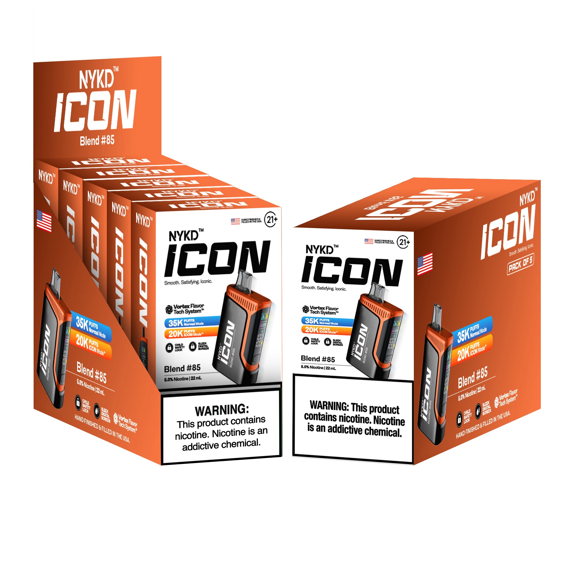 NYKD-ICON-BLEND-_-85-5-PACK-MOCKUPS NYKD™️USA ICON (Master Case) - Blend #85 (Strawberry Mango) - Image 1