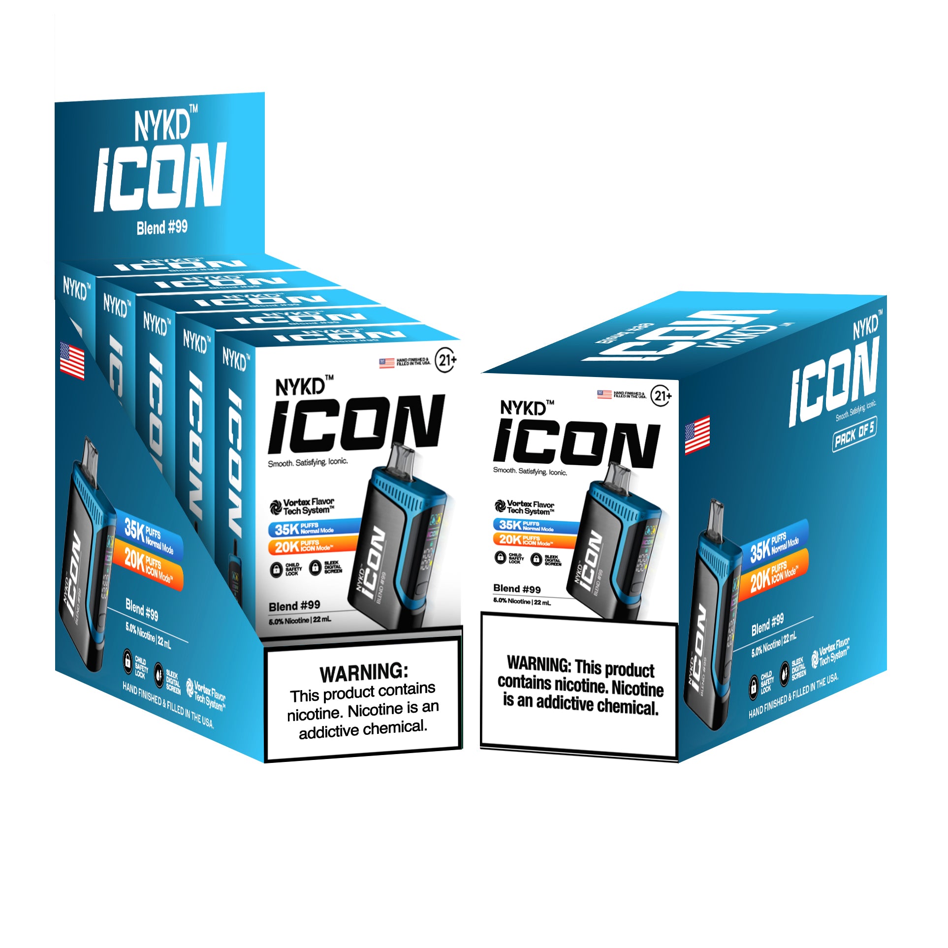 NYKD-ICON-BLEND-_-99-5-PACK-MOCKUPS NYKD™️USA ICON (Master Case) - Blend #99 (Blue Raspberry) - Image 1