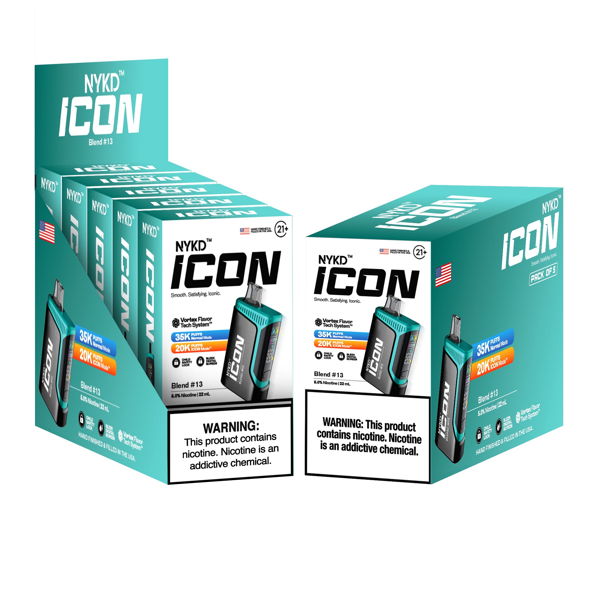 NYKD-ICON-BLEND-_13-5-PACK-MOCKUPS_b3ea5743-11d4-4359-bda2-1135d23d7d56 NYKD™️USA ICON (Master Case) - Blend #13 (Crisp Mint) - Image 1