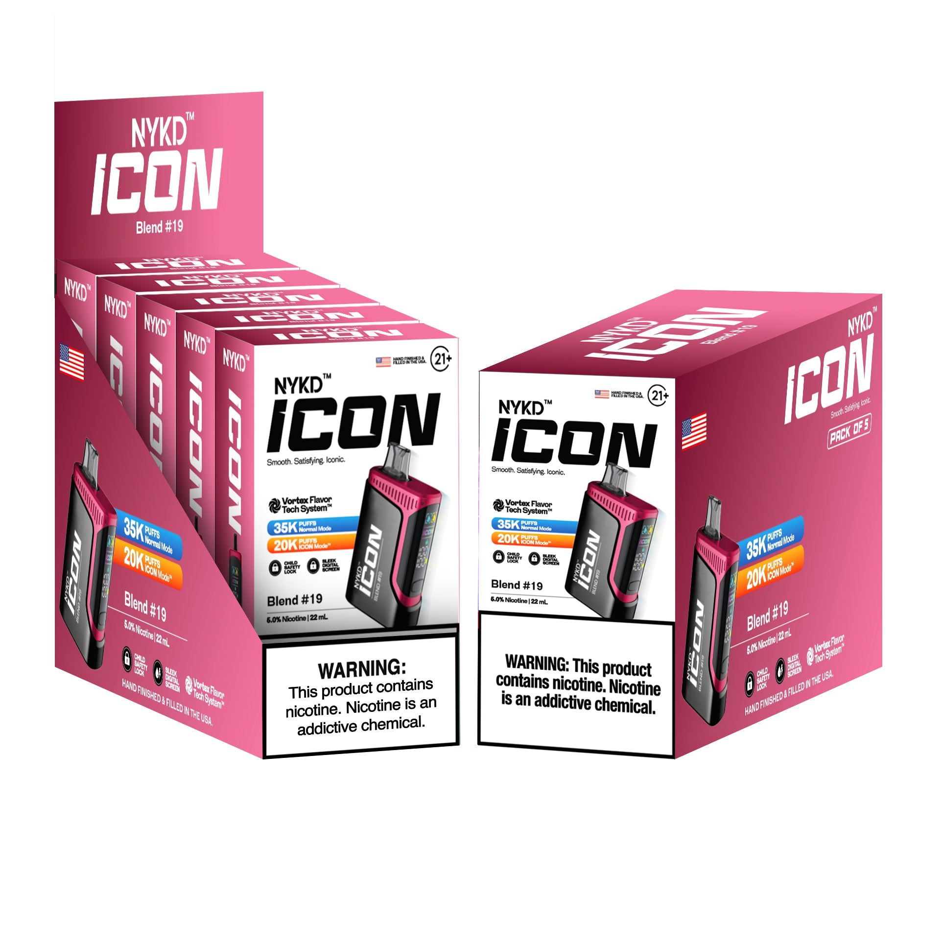 NYKD-ICON-BLEND-_19-5-PACK-MOCKUPS NYKD™️USA ICON (Master Case) - Blend #19 (Strawberry Watermelon) - Image 1